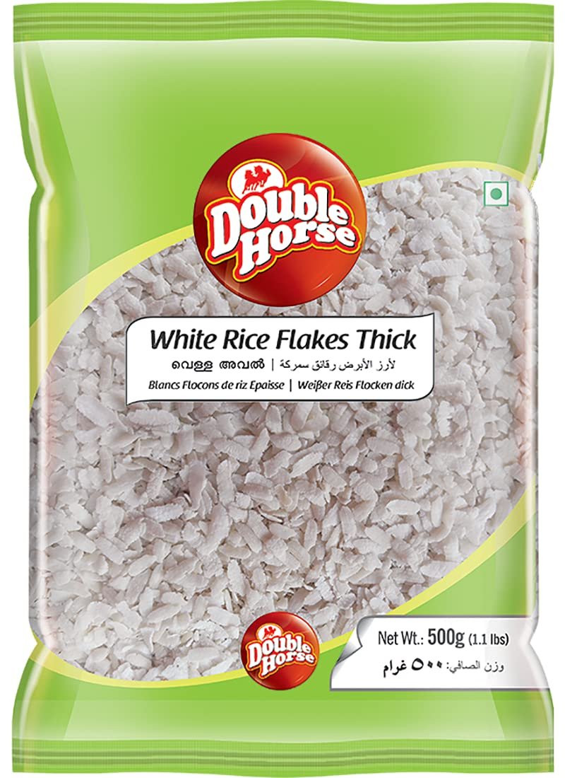 Double Horse White Aval ( Rice Flakes ) Thick 400g