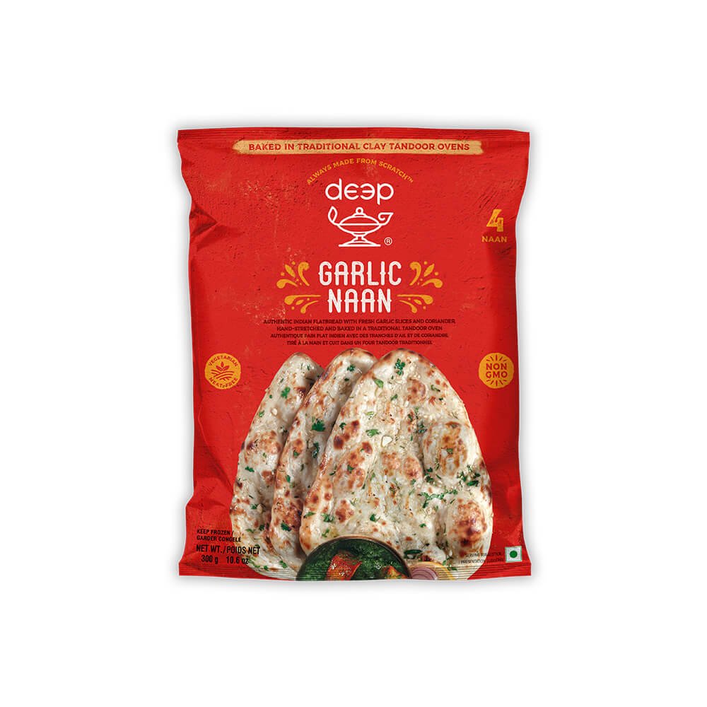 Deep Garlic Naan Vegan 300g (4 Pcs)
