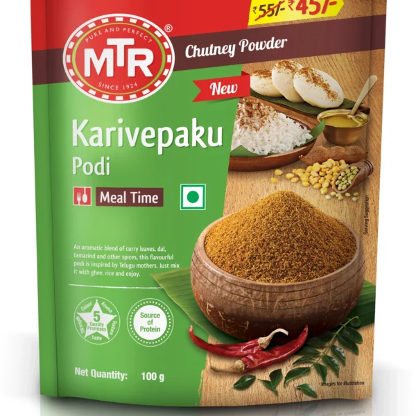 MTR Karivepaku Podi 100g ( Spiced Lentil & Curry Leaf Chutney Powder )